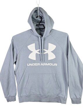 Mens Under Armour Light Blue Loose Fit Hoodie Sweatshirt Cotton Blend Size L